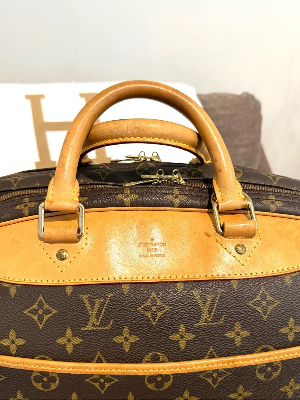 Authentic Louis Vuitton Alizé Poche travel bag M41393 brown monogram LV unisex